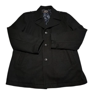 Michael Kors Mens Black Wool Blend Coat Jacket Lined Professional Size Large - Picture 1 of 9