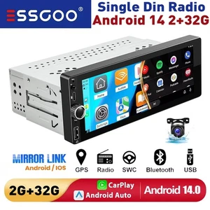 Single Din Android14 Car Stereo Wireless Apple CarPlay 6.9" Bluetooth USB BT+AHD - Picture 1 of 14