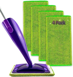 4 Pack Reusable Mop Replacements Pads Compatible Swiffer Wet Jet Mop 12" Spray - Picture 1 of 7