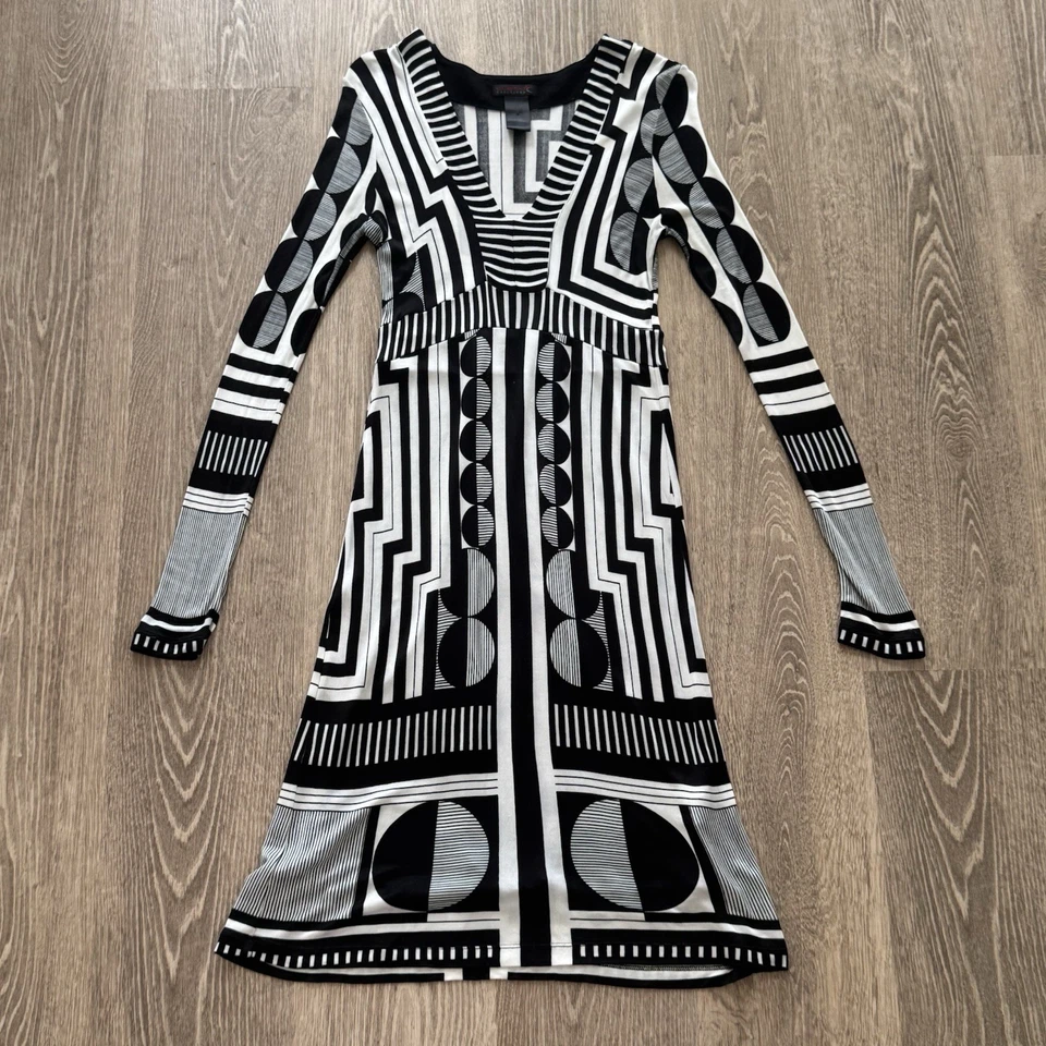 Vestido Y2K Vintage Custo Barcelona Blanco y Negro Retro Malla Geométrica Años 90 Talla 2 Foto 1 de 4