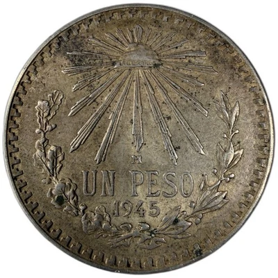 México - 1 Peso - 1945 - KM#455 - Plata .720 Foto 1 de 3