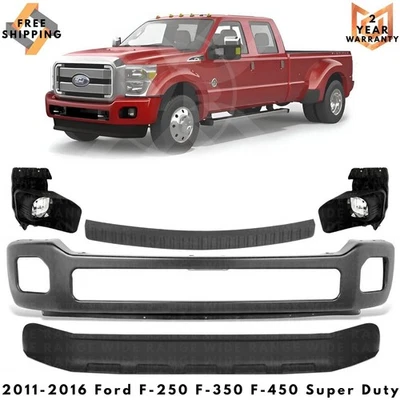 Front Bumper Primed & Fog Lights Kit For 2011-2016 Ford F-250 F-350 Super Duty Foto 1 de 4