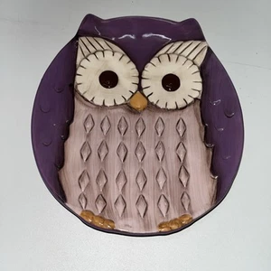 Grasslands Road Purple Ceramic Owl Serving Plate 6 Inch - Picture 1 of 6
