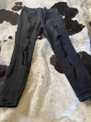 Leggings de tiro alto negros Rue 21 talla 12 elásticos desgastados Foto 1 de 4