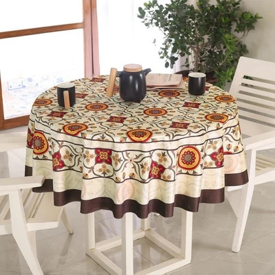 Round Table Cover, 60 inch Diameter, Waterproof and Easy to Clean Brown - Image 1 of 4