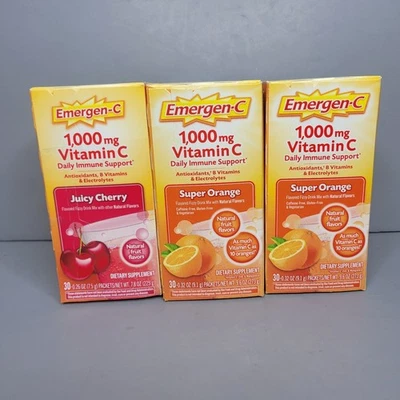 90 Packs EMERGEN-C Multi Vitamin Powder Super Orange & Juicy Cherry Exp 05/27 - Image 1 of 2