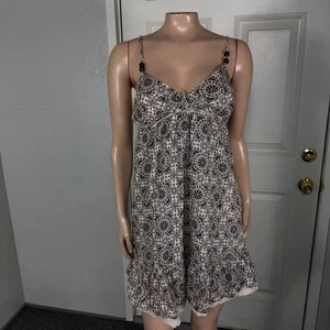 Vintage L.e.i. Damen Kleid Medium Blumen Boho Babydoll Baumwolle Spitze Perlen W4-26 - Bild 1 von 8