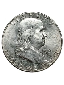 1961 D Franklin Half Dollar 50c U.S. Coin 90% Silver - Nice Bell Lines - Vintage - Picture 1 of 8