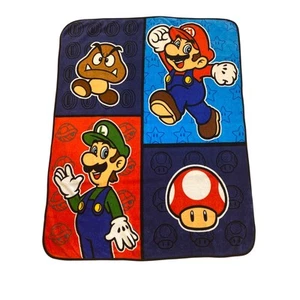 Nintendo Super Mario Luigi Kids Fleece Throw Blanket Retro 44x54 - Picture 1 of 10