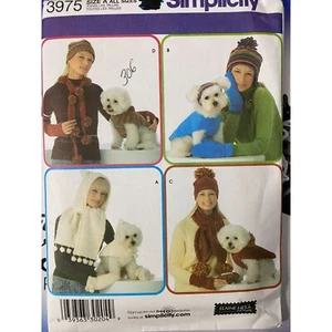 Misses' & Dog Accessories Pattern Hats Simplicity 3975 Scarves & Dog Coats Sizes - Picture 1 of 2