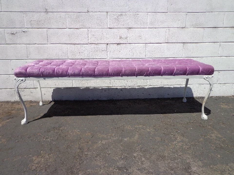 Bench Bed Vintage Vanity Wood Seating Tufted Hollywood Glam Regency French Cover