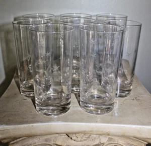 8er Set Vintage geätzter Atomstern Glas Becher 6" MCM - Bild 1 von 8