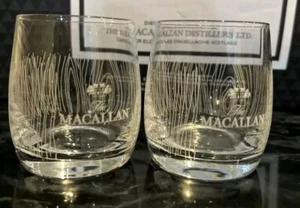2 x VASOS DE WHISKY MACALLAN SINGLE MALT EFECTO MADERA RAROS - Imagen 1 de 3