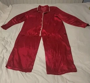 Conjunto de pijama de lunares Gilligan & O' Malley talla XL rojo blanco satinado Navidad pijamas - Imagen 1 de 13
