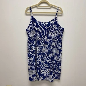 Lane Bryant Womens Blue Floral Polyester Sleeveless Round Neck Tank Dress 18/20 - Picture 1 of 7