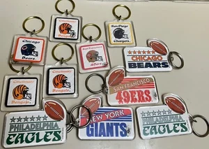 Vintage NFL Keychain Fob Lot of 11. 1990's. Russ Co. Lg. Acrylic Plastic. Mint! - Picture 1 of 9