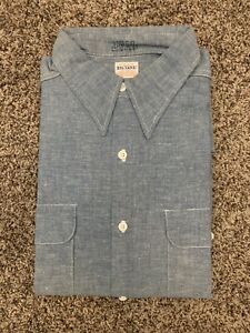 NOS Vintage BIG YANK 100% Cotton Chambray Work Shirt Sz L Union Made Selvedge
