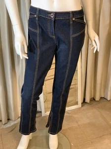 Philippe Adec Women’s Designer Indigo Blue Denim Jeans Pants Sz 6 Ankle Zip NWT - Picture 1 of 12