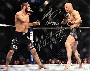 Khabib Nurmagomedov Georges St-Pierre signed inscribed 16x20 photo UFC JSA COA - Picture 1 of 2