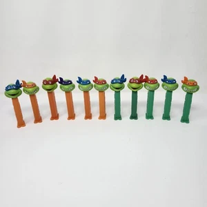 Lot of 11 Vintage Pez Teenage Mutant Ninja Turtle Dispensers 4.5" Orange + Green - Picture 1 of 9