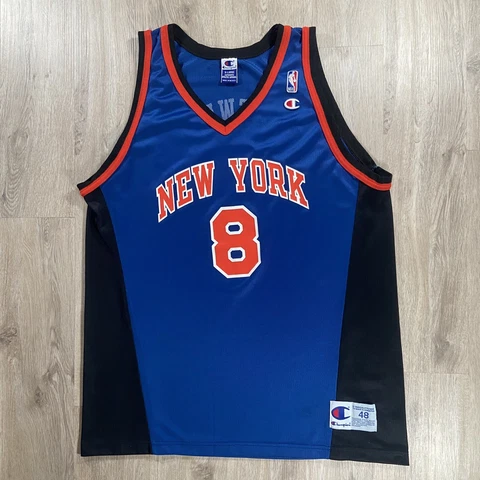 Vintage Champion Latrell Sprewell Jersey New York Knicks NBA Blue Size 48 XL Cover