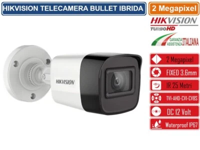 TELECAMERA BULLET IBRIDA 4IN1 TVI/AHD/CVI/CVBS 2 MEGAPIXEL 3.6MM OSD IP67 - Immagine 1 di 4