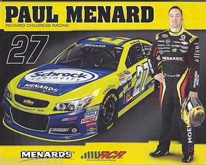 2015 PAUL MENARD "SCHROCK CABINETRY" #27 NASCAR SPRINT CUP POSTCARD - Picture 1 of 1