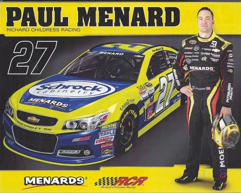 2015 PAUL MENARD "SCHROCK CABINETRY" #27 NASCAR SPRINT CUP POSTCARD Cover