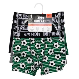 Happy Threads 4 Pack Athletic Boxer Briefs XS (4/5) Black Green Gray Soccer New! - Picture 1 of 5