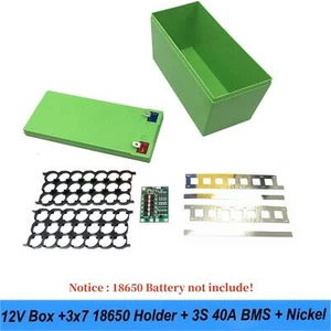 Confezione batteria 12 V 18650 agli ioni di litio con 3S 7P 40A BMS + supporto e nichel verde fai da te - Foto 1 di 11