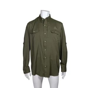 Ducks Unlimited Men's Olive Green Button-Up Shirt Fishing Hunting - Picture 1 of 9
