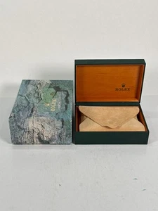 VINTAGE GENUINE ROLEX green watch box case 14.00.01 wood leather 250326006eA - Picture 1 of 11