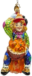 Christopher Radko Pumpkin Patch Pal Plaid Scarecrow Halloween Christmas Ornament - Picture 1 of 13