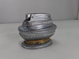 Vintage Firefly Super Table Lighter Gas Lighter Silvertone Japan Repair READ - Picture 1 of 8