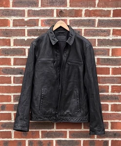 All Saints LARK Leder Bomber Jacke XXL 2XL Schwarz Herren Biker Rock Allsaints - Bild 1 von 9