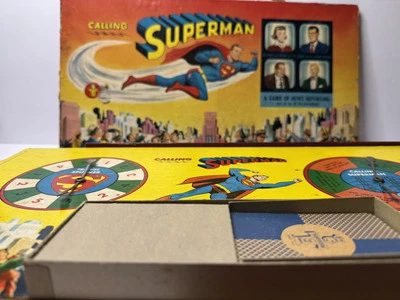 VINTAGE CALLING SUPERMAN NEWS REPORTING BOARD GAME TRANSOGRAM 1954 Near Complete - Image 1 of 4