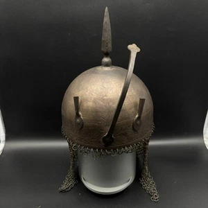 Orientalischer antik Helm Rüstung aus Nachlass Rarität Kette Ritter Antiquität - Bild 1 von 15