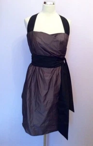 BNWT ZARA BROWN & BLACK TRIM HALTERNECK DRESS SIZE XL COST £39.90 - Picture 1 of 5
