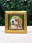 Dog oil painting VINTAGE Gold FRAMED Puppy Realistic Animal art Home Decor sale