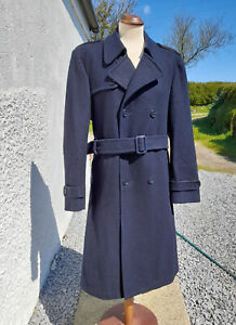 Vintage London Fog Maincoats Navy Blue Wool Belted Trench Coat 36"XS/Small