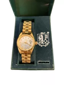 Vintage Geneva GQJ Gold Tone Dial Jeweled Bezel & Dial Quartz Wrist Watch womans - Picture 1 of 11