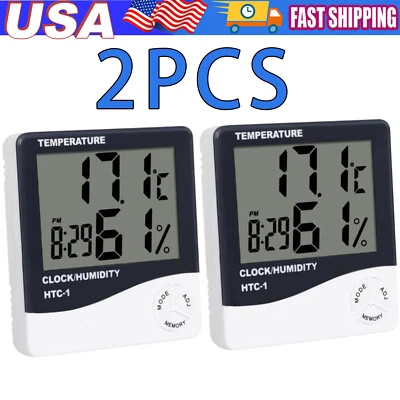 THERMOMETER INDOOR Digital LCD Hygrometer Temperature Humidity Meter Alarm Clock