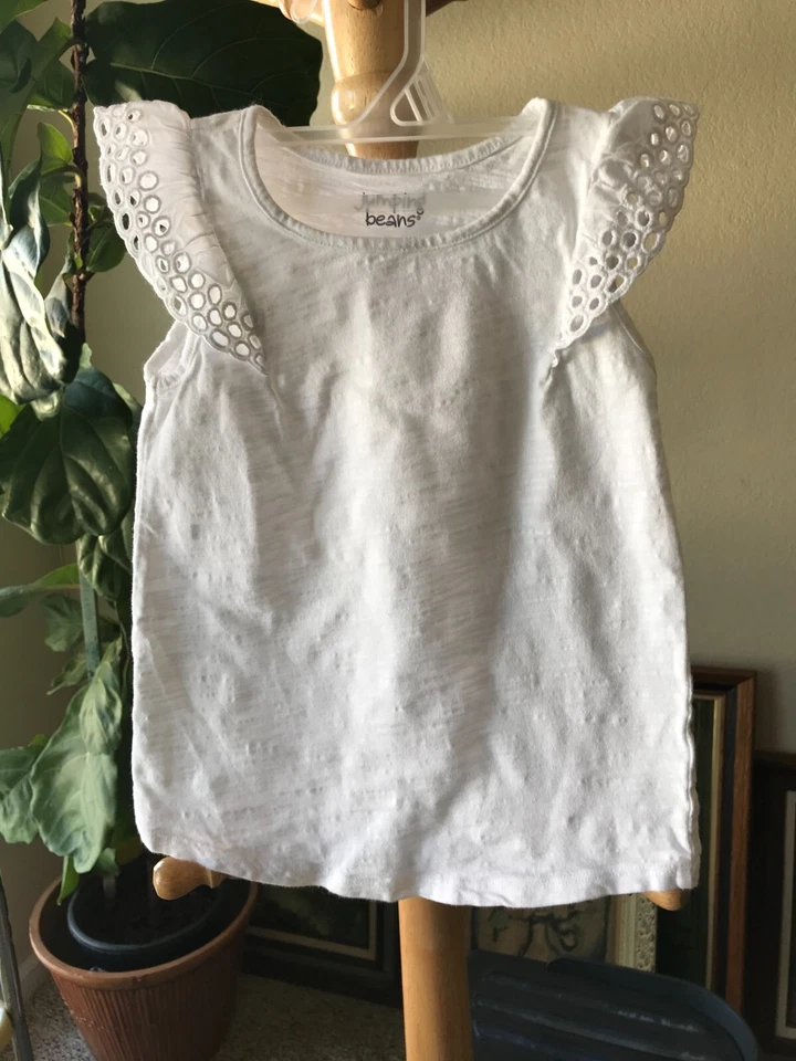 Jumping Beans Girls Size 6 White Eyelet Sleeves Summer Top/Shirt - Image 1 of 4