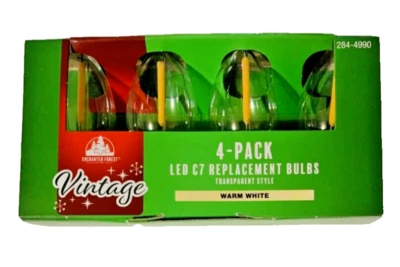 C7 LED Clear Replacement Christmas Bulbs 4 pack Transparent Vintage Style Warm - Image 1 of 4