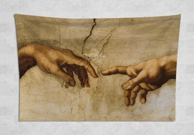 Hands Tapestry Renaissance Wall Hanging Creation Of Adam Michelangelo Wall Art - Image 1 of 2