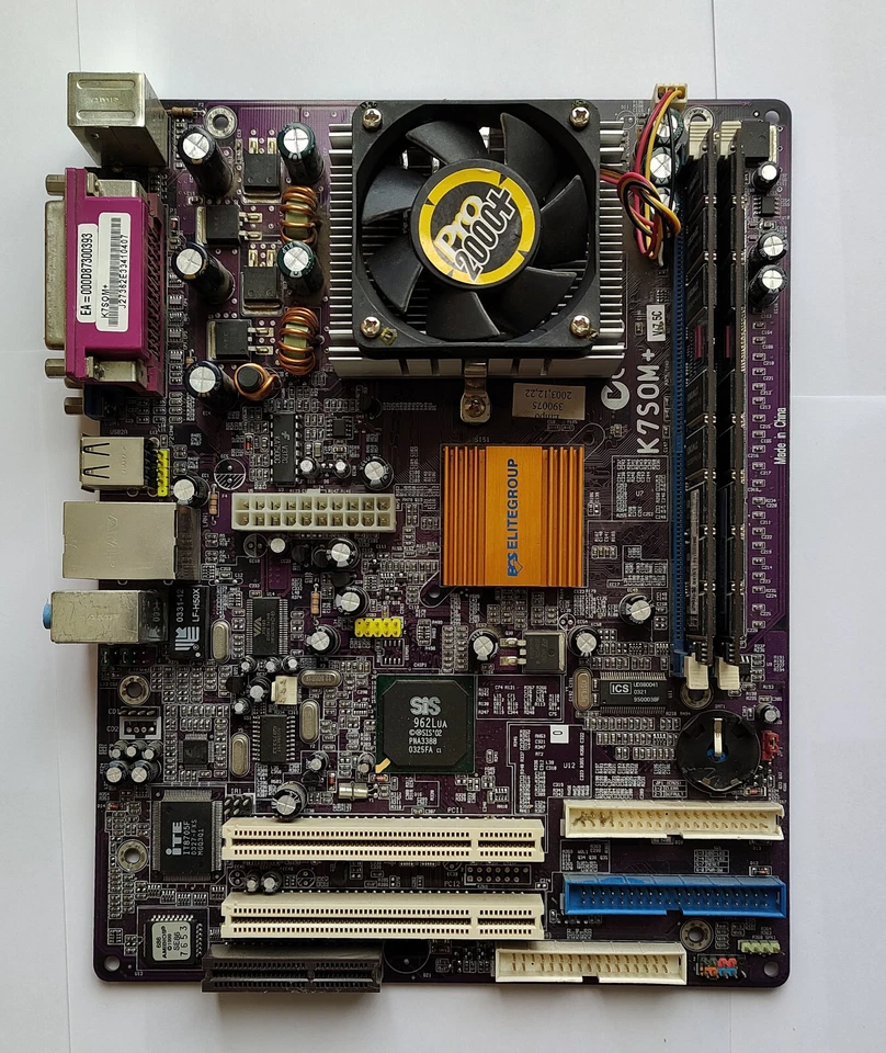 ECS K7SOM+ Pro2000+ Motherboard with AMD Duron 1.3GHz CPU and 2GB RAM - Test OK! - Image 1 of 4
