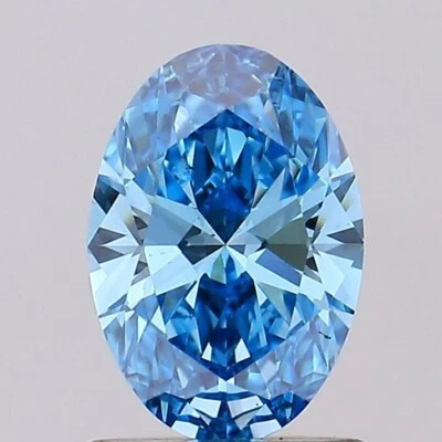 1 CT Fancy Vivid Blue Oval Shape Lab Grown Diamond For Engagement Ring - Image 1 of 4