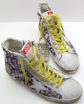 NEW GOLDEN GOOSE 38/8US Women's Francy LTD Sneakers in Canvas w/Purple Floral - Image 1 of 4