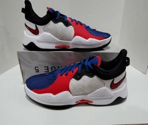 Nike PG 5 Paul George White Red Blue Black Men's Sz 9.5 NEW CW3143 101 NOLID - Picture 1 of 7