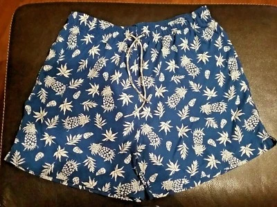 Wave Zone Mens Swim Trunks Shorts XL Blue Hawaiian Pineapple Print with Liner - Image 1 of 4